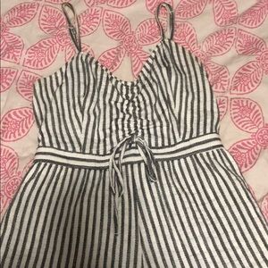 AE white and light gray striped romper